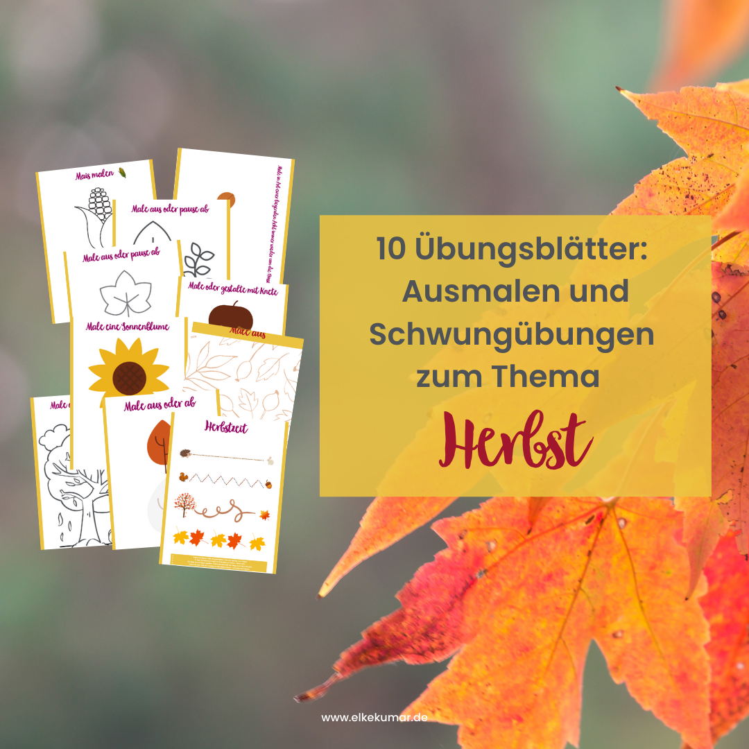 Malvorlagen und Schwungübungen zum Thema Herbst - Elke.Kumar | elopage