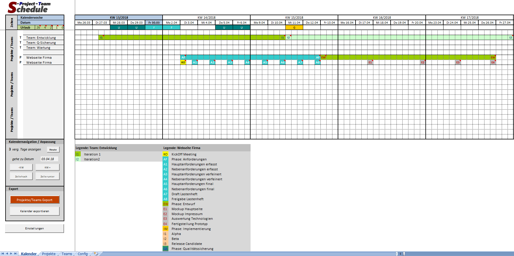 Excel-Vorlage: Project-Team-Schedule (Projekt-, Team- und Personalpläne) - reimusnet  elopage