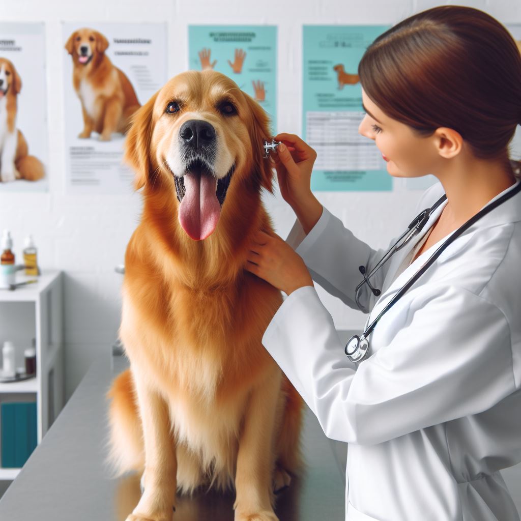 goldenb retriever bei untersuchung ohren in der ordination