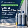 Kostenloser Onlinekurs zu Gas- und Sauerstoffflaschen: zwei gesicherte Flaschen, 90 Minuten und 2 UE. KI-Illustration.
