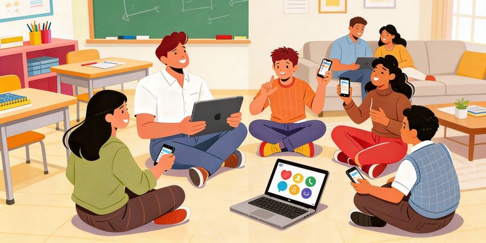 Kinder lernen in den Umgang mit digitalen Medien zuhause und in der Schule gleichermaßen