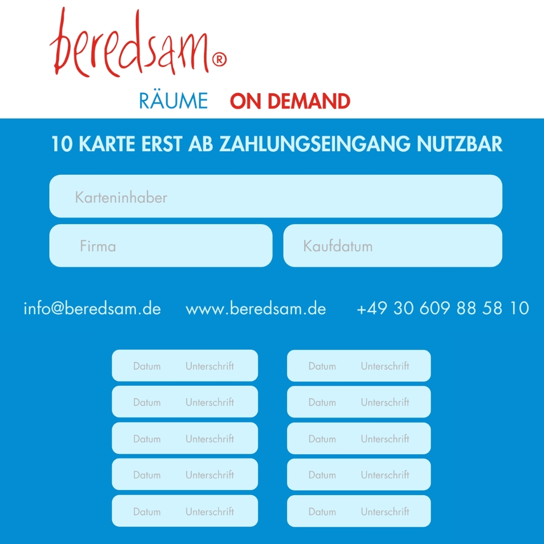 Bild mit der 10er-Karte für Räume on demand bei beredsam