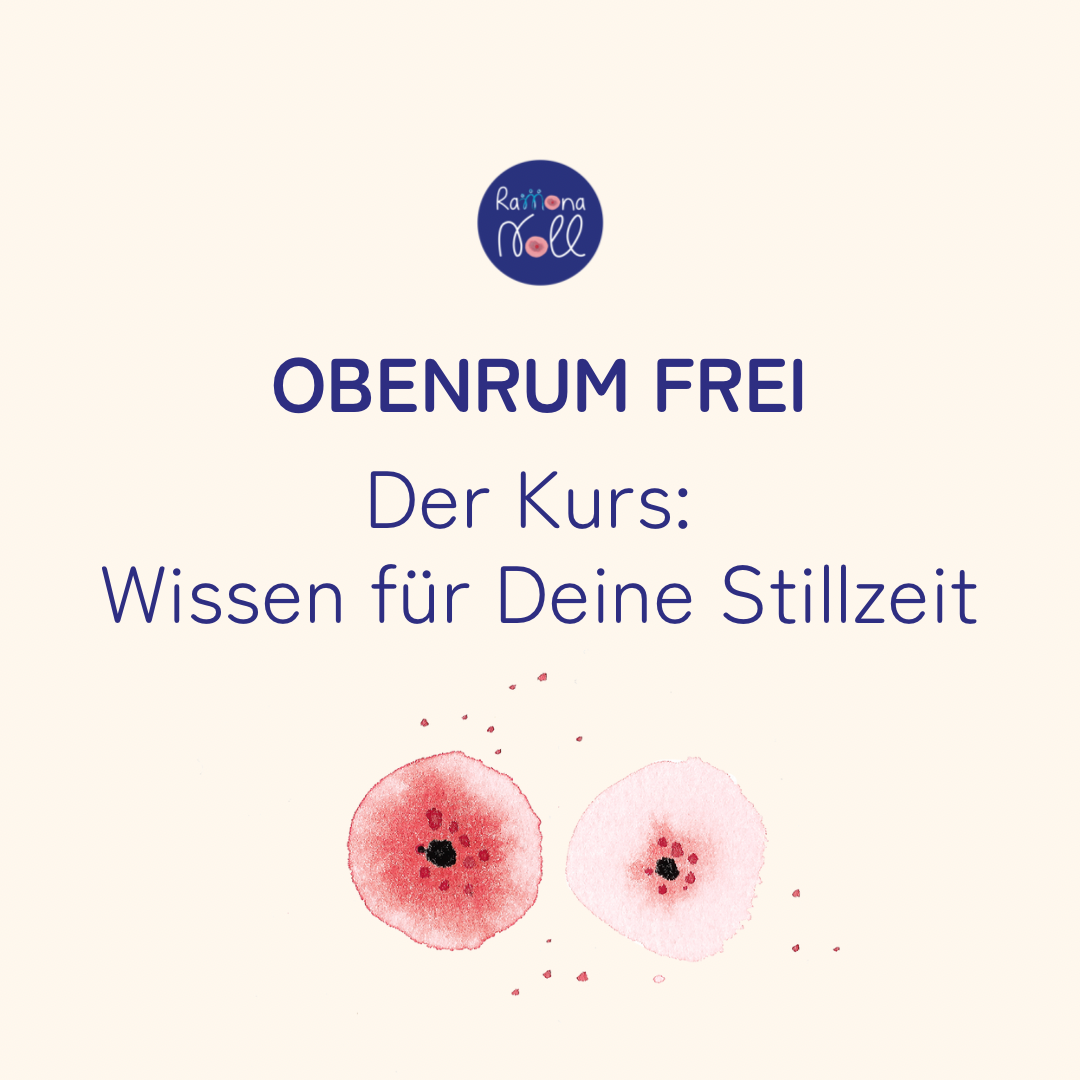 Cover für den Kurs Obenrum frei Wissen für deine Stillzeit, Logo, Schrift, rosa Aquarell Brüste 