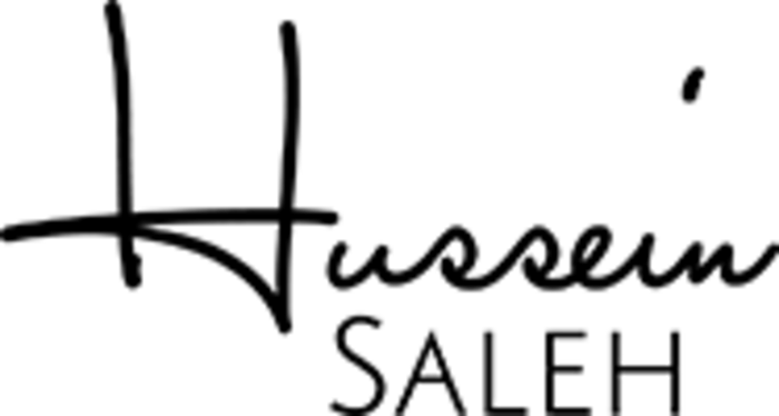 Schwarzes Logo von Hussein Saleh mit dem Schriftzug "Hussein Saleh".