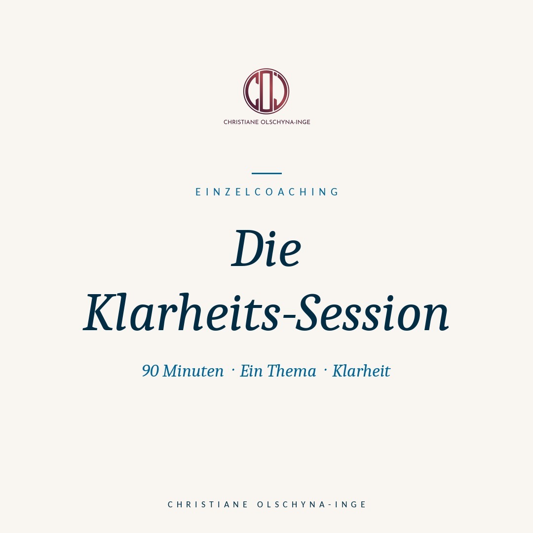 Cover-Bild der Klarheits-Session – Einzelcoaching mit Christiane Olschyna-Inge, 90 Minuten für Klarheit zu einem Thema