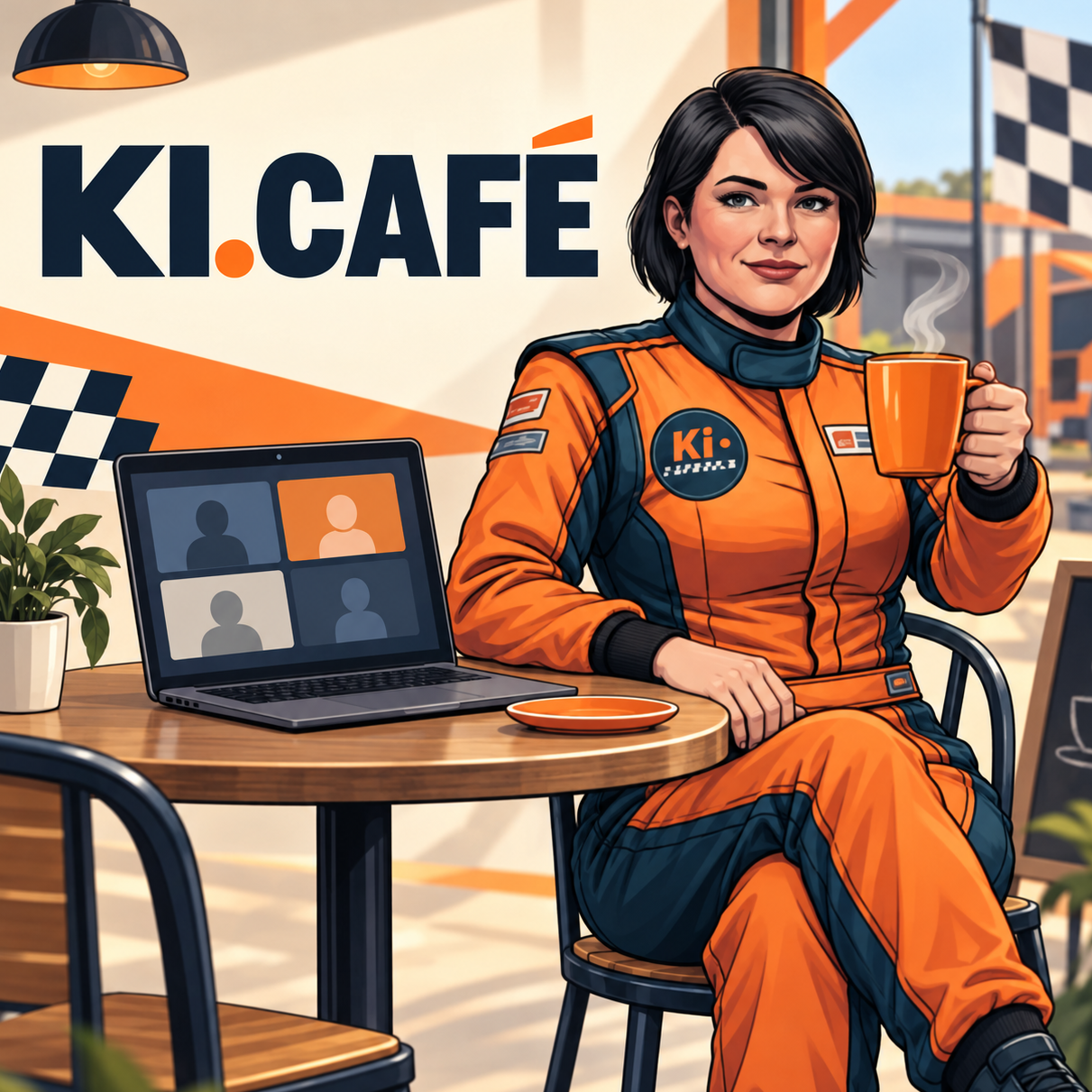 Birgit im KI cafe