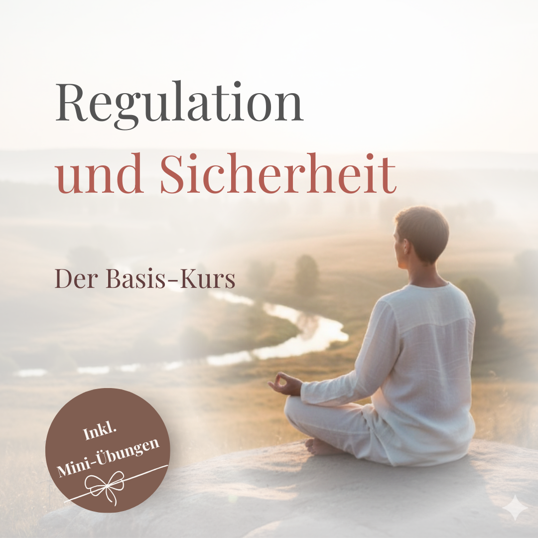 Banner für Online-Kurs "Regulation & Sicherheit", ein meditierender Mann