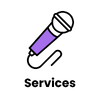 Microphone with Text "Services"