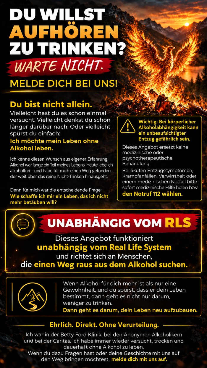 Du willst aufhören zu trinken? Dann warte nicht und kontaktiere uns! Angebot unabhängig vom RLS