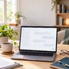 gemütlicher Homeoffice Platz mit Computer