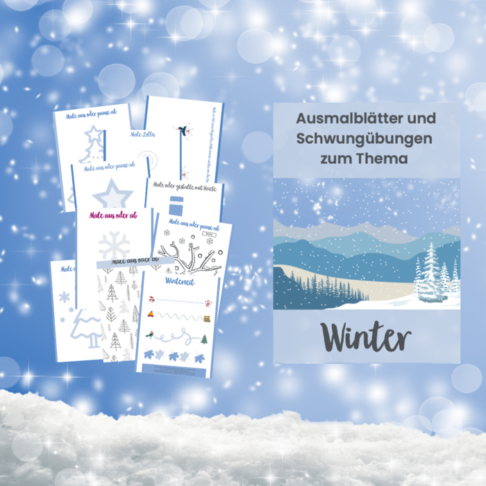 Malvorlagen und Schwungübungen zum Thema Winter - Elke.Kumar | elopage