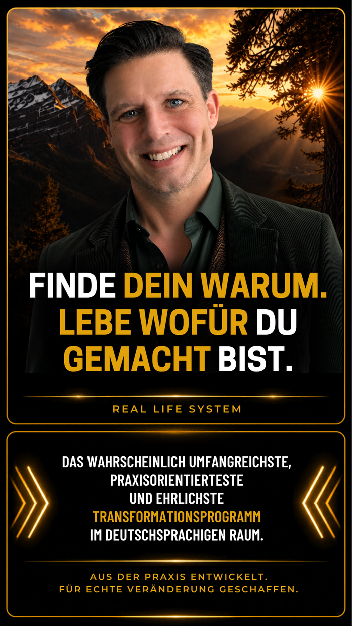 Finde dein Warum. Lebe wofür du gemacht bist. Banner