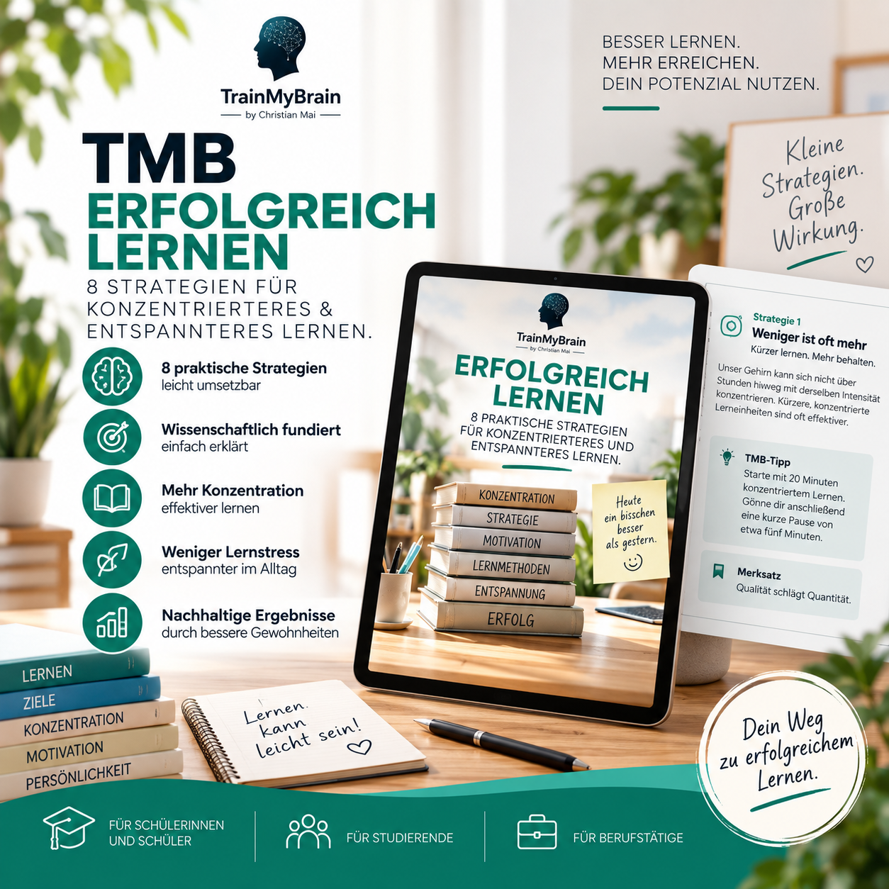 TMB Erfolgreich lernen: 8 praktische Strategien für konzentrierteres, entspannteres und effektiveres Lernen.