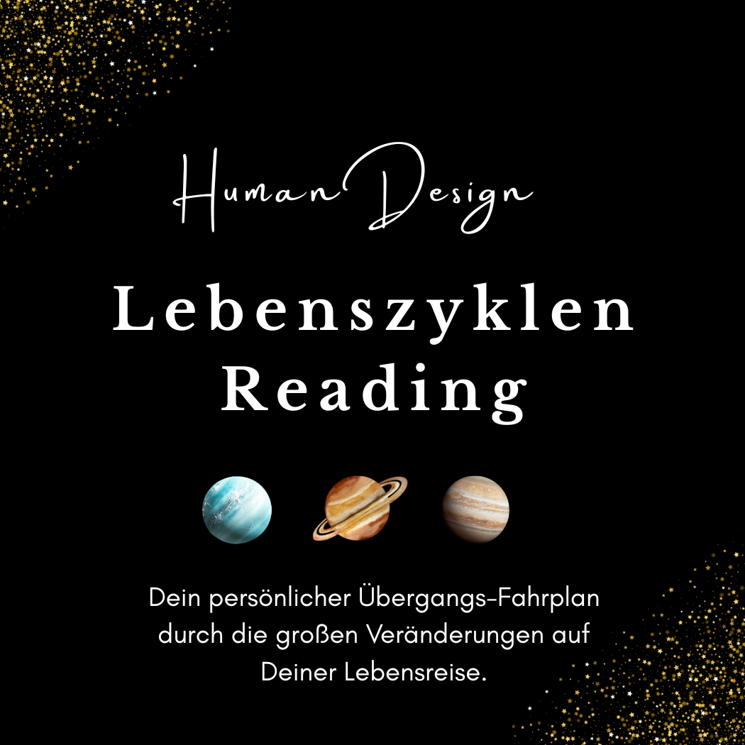 Lebenszyklenreading Bild mit Planeten und Sternen