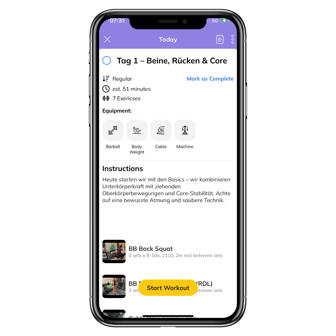 App Nutzung Mockup Handy Training