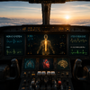 Flugzeugcockpit im Autopiloten