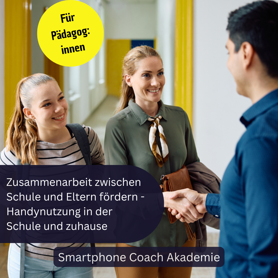 Mutter und Tochter begrüßen Lehrer: "Eltern ins Boot holen - Zusammenarbeit zwischen Eltern und Schule fördern"