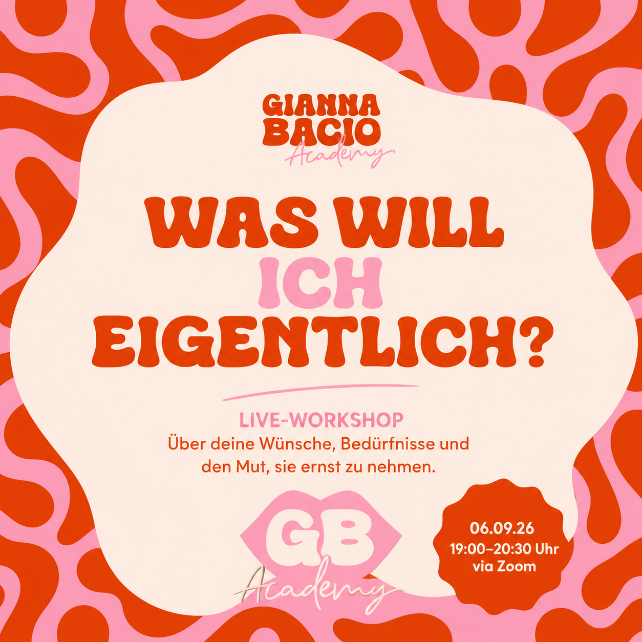 Banner für Webinar mit Gianna Bacio Academy Logo