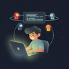 Entwickler am Terminal steuert mehrere KI-Agenten – symbolisiert den Wechsel vom Copy-Paste-Coder zum AI-Orchestrator