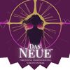 Banner für das Programm "Das Neue" mit der Silhouette einer Frau und Frequenz-Waves in den Farben Gold und Pink