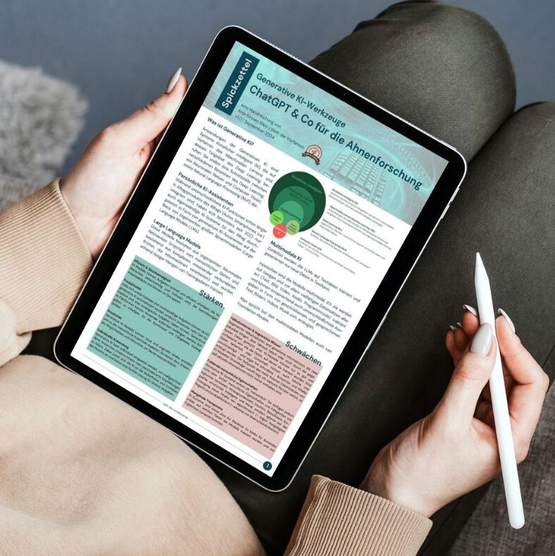 Spickzettel KI für Ahnenforscher - ChatGPT Google Gemini Claude Ahnenforschung Genealogie Familienforschung LLM AI