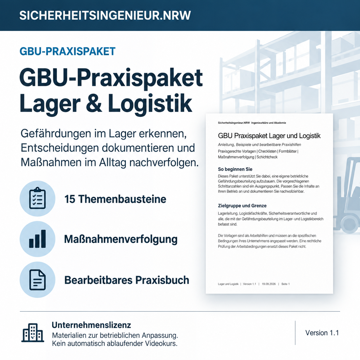 Produktcover GBU-Praxispaket Lager und Logistik