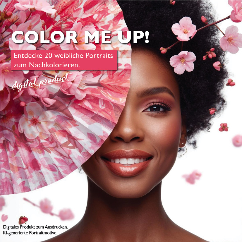 COLOR ME UP!  Entdecke 20 weibliche Portraits zum nachkolorieren. Digitales Produkt zum Ausdrucken.