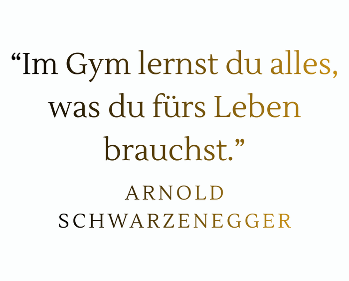 Banner Zitat Im Gym lernst du alles, was du fürs Leben brauchst. A. Schwarzenegger