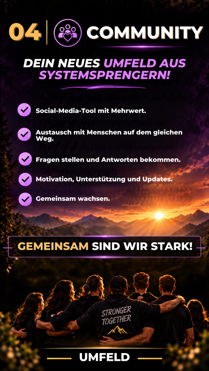 Community, dein neues Umfeld aus Systemsprengern. Social Media Tool mit Mehrwert. 