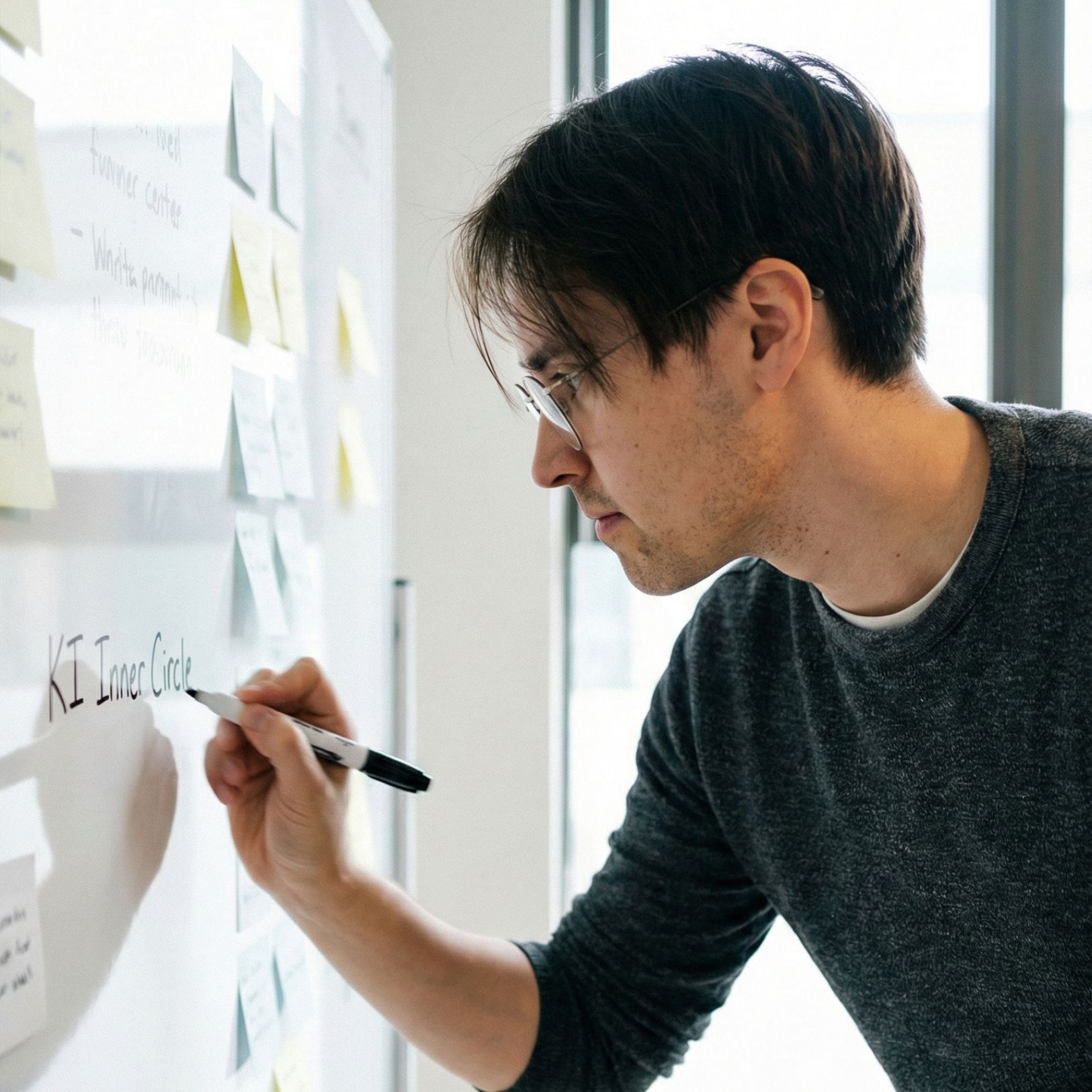 Stephen schreibt "KI Inner Circle" auf Whiteboard
