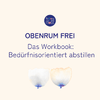 Cover für das Workbook bedürfnisorientiert abstillen, Logo, Schrift und bläuliche Aquarellbrust