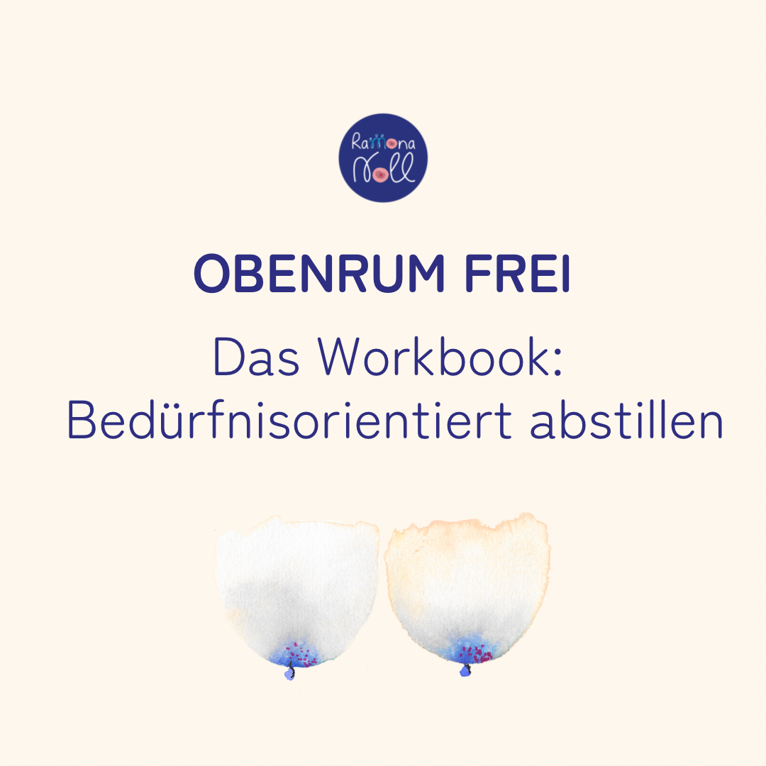 Cover für das Workbook bedürfnisorientiert abstillen, Logo, Schrift und bläuliche Aquarellbrust