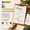Covergrafik für das kostenlose Freebie „Der KI-Themenfinder für deine Abschlussarbeit“. Links stehen Titel, Kurzbeschreibung 