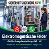 EMF: Gefährdungsbeurteilung, NF/HF-Messmethoden und virtuelle Fallpraxis. KI-Motiv von Sicherheitsingenieur.NRW.