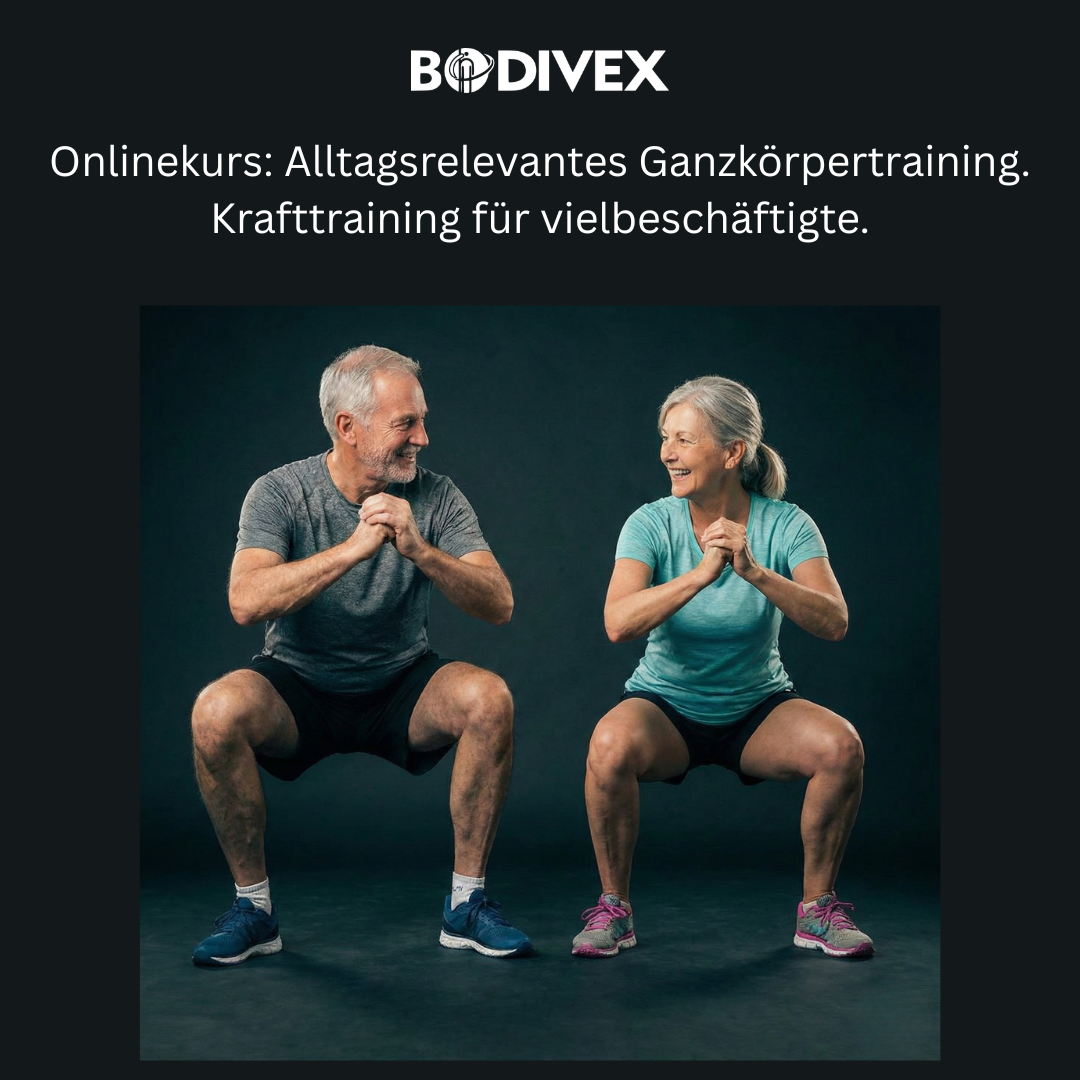 Coverbild für den Kurs Onlinekurs: Alltagsrelevantes Ganzkörpertraining. Krafttraining für vielbeschäftigte.