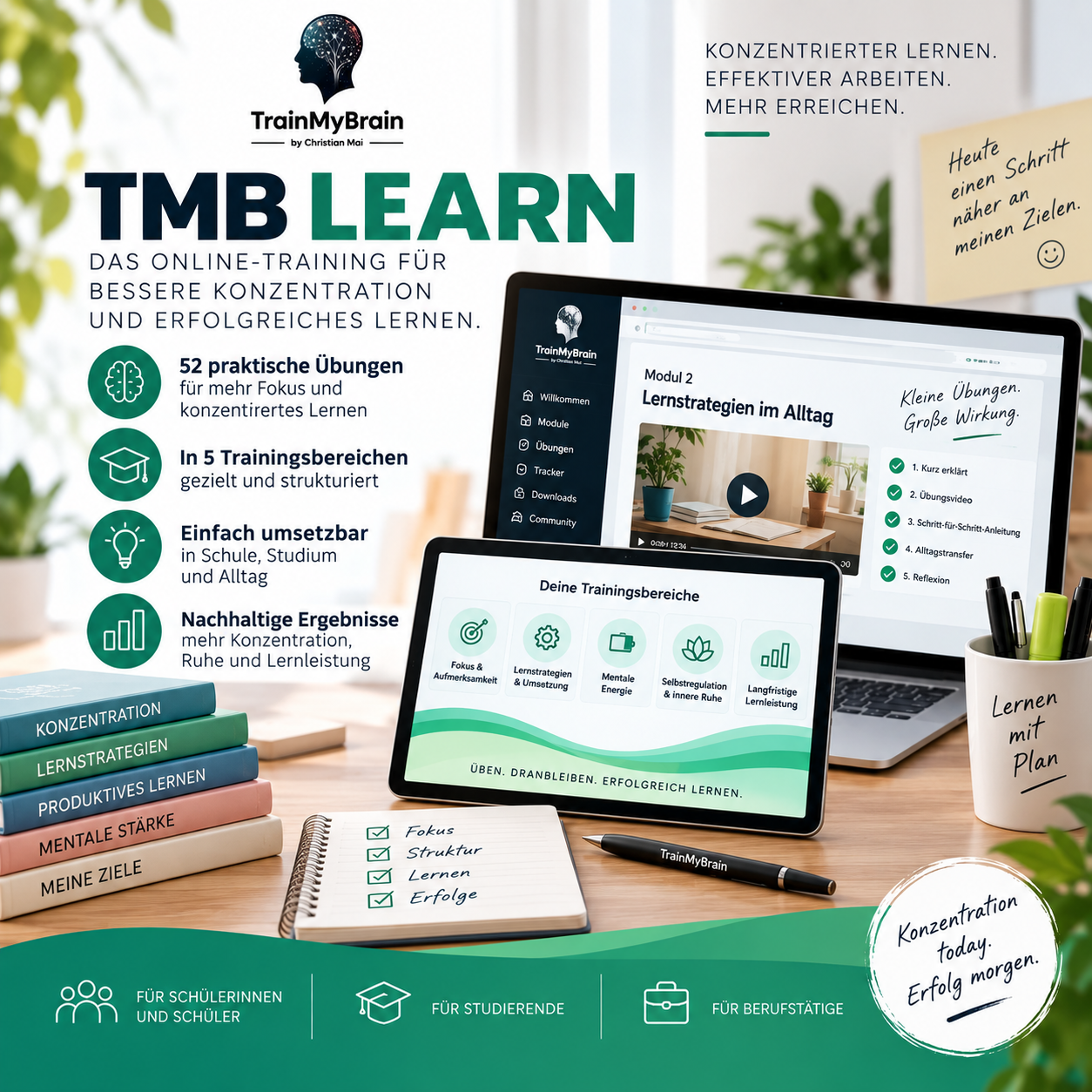 Prduktbild TMB Learn: Dein kompletter Online-Kurs für konzentriertes & erfolgreiches Lernen; nur wenige Minuten täglich.