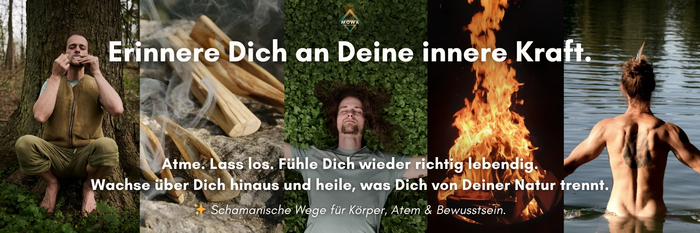 Moritz Waldner in schamanischer Verbindung mit den Elementen Erde, Feuer, Wasser und Rauch.