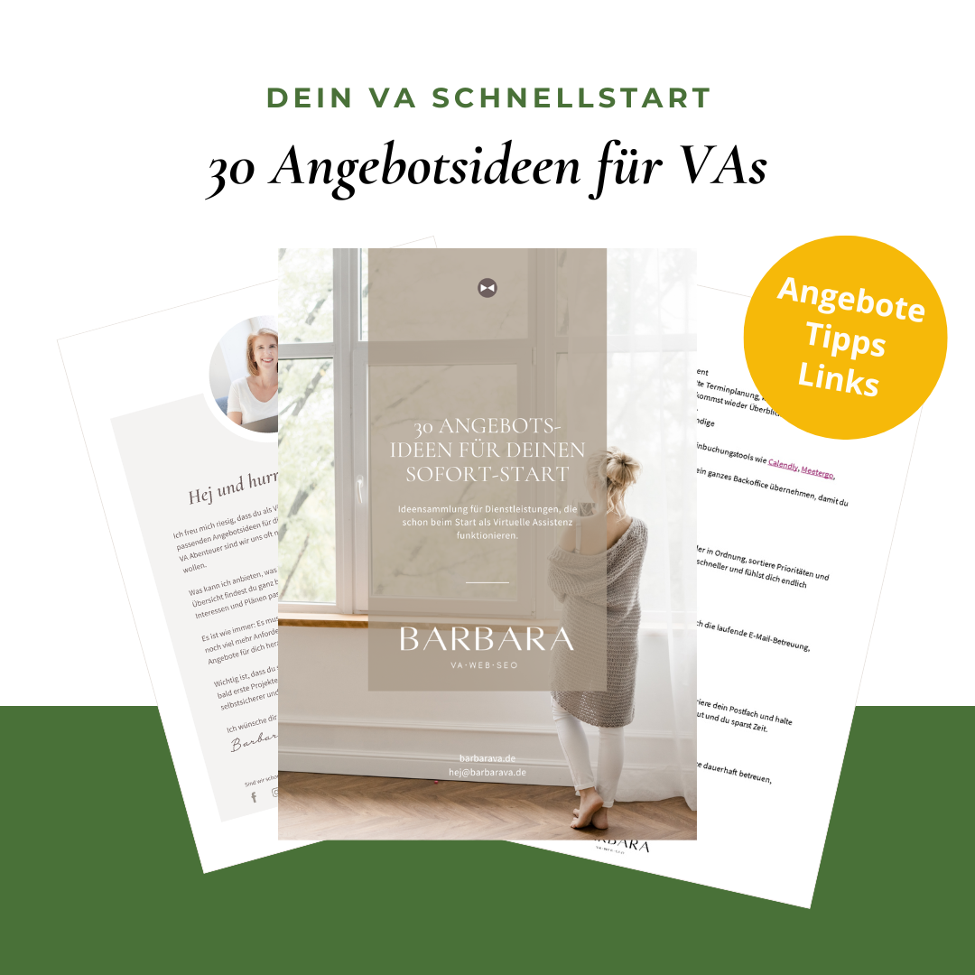 20 Angebotsideen für deinen Sofort-Start als VA