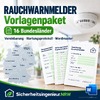 Rauchwarnmelder-Vorlagenpaket für alle 16 Bundesländer; KI-generierte Produktillustration.