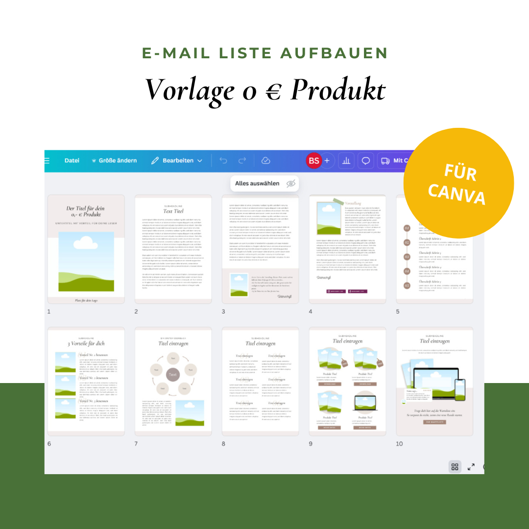 Vorlage 0 € Produkt