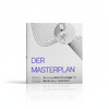 Ein graues Buch Der Masterplan mit einem futuristischen Roboter oben