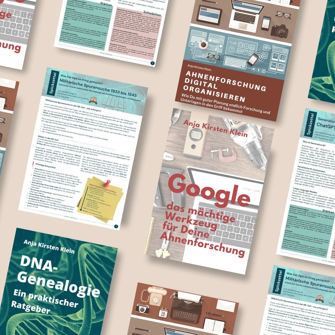 Wissenspaket von Welt der Vorfahren - e-Books Spickzettel Ahnenforschung Genealogie Familienforschung KI Wehrmacht